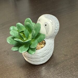 Sloth Planter with Green Succulent